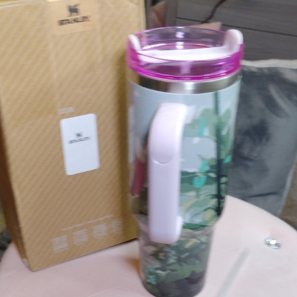 Stanley Purple and White Stitch Tumbler with Handle - Picture 4 of 5